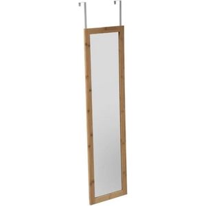 5Five - Bamboe deurspiegel 110 x 30 x 2 cm - Passpiegel - Visagiespiegel - Deur spiegel - Extra stevig / zwaar