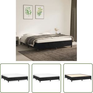 The Living Store Bedframe zonder matras 180x200 cm fluweel zwart - Zwarte Bed Frame - Fluweel Bed Frame - Tweepersoons Bed Frame - Boxspring Bed Frame - King Size Bed Frame