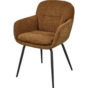 WOOOD Runa Eetkamerstoelen - Polyester - Caramel Bruin/Geel - Set van 2