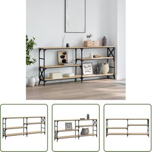 The Living Store Wandtafel Sonoma Eiken - Hout en Staal - 180 x 29 x 76.5 cm - Verstelbare poten