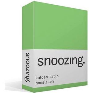 Snoozing - Katoen-satijn - Hoeslaken - Lits-jumeaux - 200x220 cm - Lime