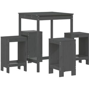 vidaXL 5-delige Tuinbarset massief grenenhout grijs - Tuinbarset - Tuinbarsets - Tuinset - Eethoek