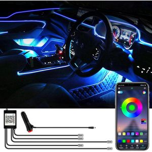 Sfeerverlichting Auto Led-binnenverlichting 12V - Interieurverlichting 6m LED 5050 RGB Neonlichtstrip - Waterdicht Muziek-Omgevingsverlichting Kit voor Auto met App (1v5)