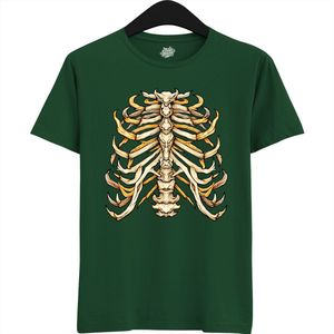 Pointy Ribcage - Halloween Ribbenkast Dames / Heren Unisex T-shirt - Grappig Kostuum Shirt Volwassenen - T-Shirt - Unisex - Bottle Green - Maat S