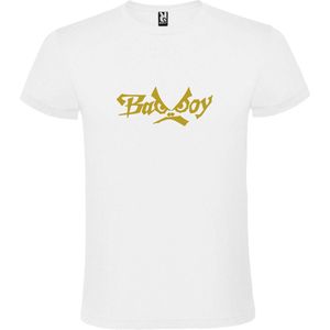 Wit  T shirt met  ""Bad Boys"" print Goud size XS