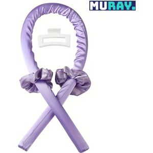 elyza Heatless Curls - Satin - Haarkruller - Haarroller - incl. haarelastiekjes & haarklem - Krullen zonder hitte - Krullen - Dames - Complete set - Satijn -Paars