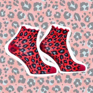 Sock My Pink Leopard - damessokken - 39-42- naadloos- fleurige sokken -Moederdag / leuke sokken / naadloos