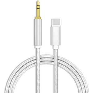 Aux Kabel USB C Auto - USB C naar Headphone Jack Audio Aux Kabel - 3,5 mm - 1 Meter - Zilver