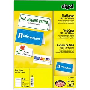 Sigel Insteekkaart 185g wit 90x60 - 40st. geschikt voor TA132