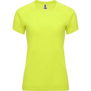 Fluorescent Geel dames sportshirt korte mouwen Bahrain merk Roly maat XXL