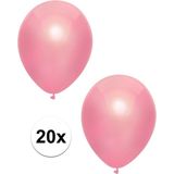 20x Roze metallic ballonnen 30 cm - Feestversiering/decoratie ballonnen roze