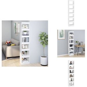 vidaXL Boekenkast - Boekenkasten - Kast - Opbergkast - Boekenkast/kamerscherm 40x30x198 cm wit