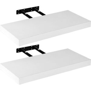 Wandplank - Wandplank zwevend - Wandplank wit - Wand plank - 1.7 kg - MDF - Max draagvermogen 10 kg - Set van 2 - Wit - 70 x 23.5 x 3.8 cm