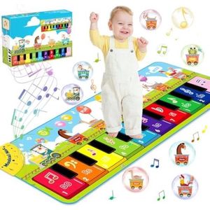 Muziekmat met 7 dieren, groot babyspeelgoed, dansmat, muziekmat, pianomat, kinderspeelgoed vanaf 1 jaar, kinderspeelgoed, cadeaus met 7 instrumenten voor jongens en meisjes van 1, 2, 3, 4 jaar