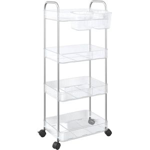 vidaXL - Opbergtrolley - 4-laags - 37x28x95 - cm - acryl - transparant