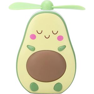 Handheld Miniventilator met Klein LED-nachtlampje - Ultrastille en Draagbaar - Avocado USB Oplaadbaar - Make-upspiegel en 500mAh-batterij - Koelaccessoire - Geel .