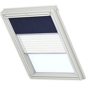 VELUX Verduisterend rolgordijn plus plissé - Donkerblauw en Wit - Handbediend - Raamcode: 1, 304 en M04 - Raamtype: GGL, GHL, GPL, GGU en GPU