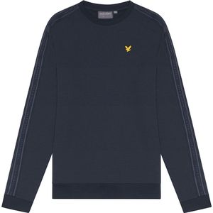 Lyle & Scott O-hals sweater tape logo blauw - S