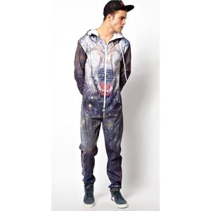 Onesie, Jumpsuit Wolf print design hooded