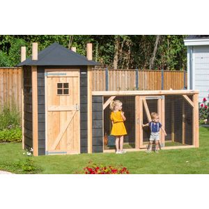 Kippenhok Gijs - Kippenren - Kippenhok met ren - Kippenren voor buiten - Kippenhok voor buiten - hooiberg - hout in stijl