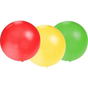Bellatio Decorations 15x groot formaat ballonnen rood/groen/yellow met diameter 60 cm