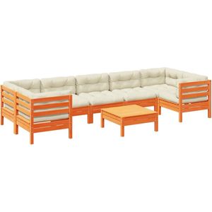 vidaXL Loungeset 8-delig - Grenenhout - Inclusief kussens Tuinmeubles - Lounge Set - Tuinset - Houten Meubel - Grenenhout