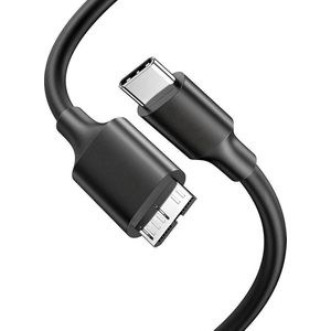 Qost - USB-C naar Micro USB-B kabel - Harde Schijf Kabel - Micro B 3.0/5Gbps - USB HDD kabel - Zwart - 1 meter