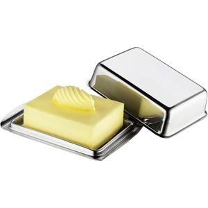 Botervloot roestvrij staal 16 x 10 x 5 cm voor 250 g boter - boterbox koelkast - botervloot van roestvrij staal butter dish with lid