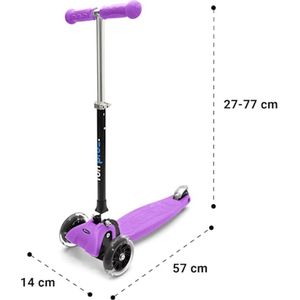 Fun Pro One Kinderscooter Step Kickboard - 3-6 Jaar - Zwaartekrachtstuur - Led Wielen Met Dynamo - Tot 50 Kg Lichaamsgewicht - Tot Ca. 130 Cm Lichaamslengte - Inklapbaar - In Hoogte Verstelbaar Stuur - Paars