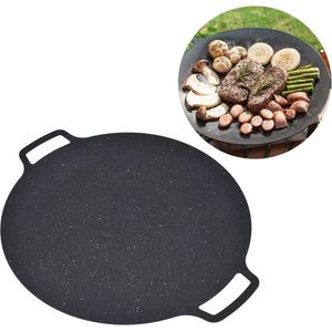 Koreaanse BBQ Grill Pan Ijzer Anti-aanbak Ronde Grillplaat - Gietijzeren Grill Pan voor Outdoor Varkensvlees Buik - Pannenkoeken - 30CM Plancha Bbq