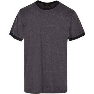 Build your Brand Men´s Ringer Tee BYBB022 - CHARCOAL/BLACK - 5XL