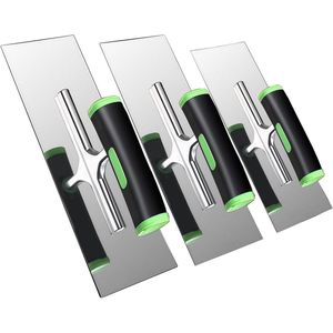 Allecto Plus - Set van 3 roestvrijstalen afwerkingstroffels voor beton-, metselwerk- en gipsafwerking (182 cm 213 cm) - Duurzaam gereedschap van hoge kwaliteit