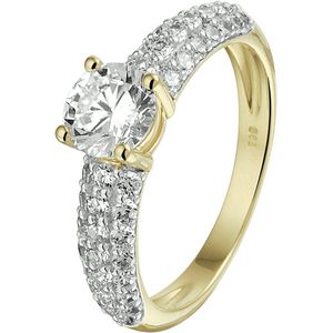 Schitterende 14 Karaat Geel Goud met Briljanten Ring 19.00 mm. (maat 60) | Verlovingsring | Aanzoek | Jonline |