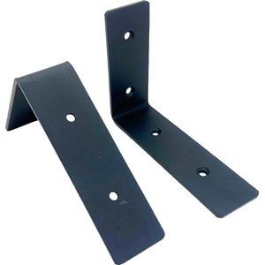 Maison DAM 2x Plankdrager L vorm - Plankdrager – Voor plank 15/19cm – Mat zwart - Incl. bevestigingsmateriaal + schroefbit