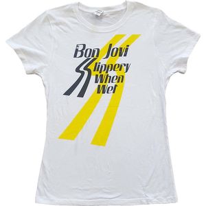 Bon Jovi - Slippery When Wet Dames T-shirt - M - Wit