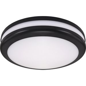 BIRMA - Plafondlamp - Badkamerlamp - Opbouw Rond - Waterdicht IP54 - 2 X E27 Fitting - Zwart - Ø305 mm