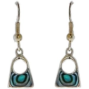 Behave Oorbellen - kleine oorhangers - zilver kleur - blauw - abalone schelp - 3.3 cm