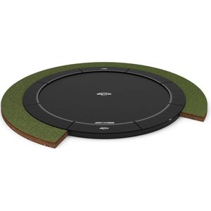 BERG Trampoline Champion - FlatGround - 430 cm - Zwart - met Airflow PRO Springmat - Twinspring - Voordeel Pakket Met Afdekhoes Grijs