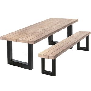 Tuinset Douglas | Tuintafel 300 x 100 + Tuinbankje - Stalen U Poten + Tijdelijk Gratis Onderhoudspakket - inclusief montage