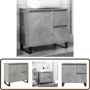 vidaXL Badkamerkast - Bewerkt Hout - Betongrijs Badkamer Wastafelkast - Badkamer Wastafelkasten - Wastafelkast - Badkamer Wastafel Kast