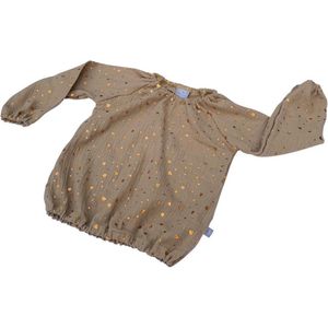 tinymoon Meisjes Blouse Metallic Flakes – model Balloon – Camel – Maat 86/92