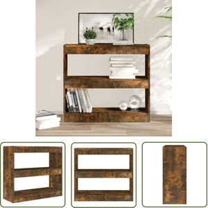 The Living Store Boekenkast/kamerscherm 80x30x72 cm gerookt eikenkleurig - Boekenkast - Houten Boekenkast - Bruine Boekenkast - Vintage Boekenkast - Tv Stand