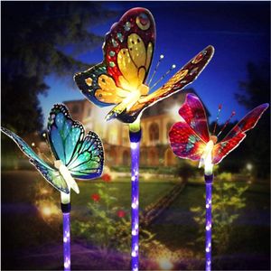 Solar Tuinverlichting - 3 Stuks Zonnelamp Tuin - Verlichting Voor Buiten Met Kleurverandering LED Vlinder Zonnelampen - Waterdicht Voor Tuin - Gazon - Terras - Veld - Pad - Achtertuin [Energieklasse A+++]