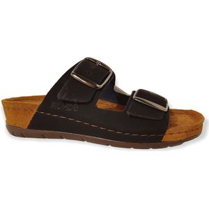 Rohde Slipper 5856 Zwart Nubuck Zacht Voetbed