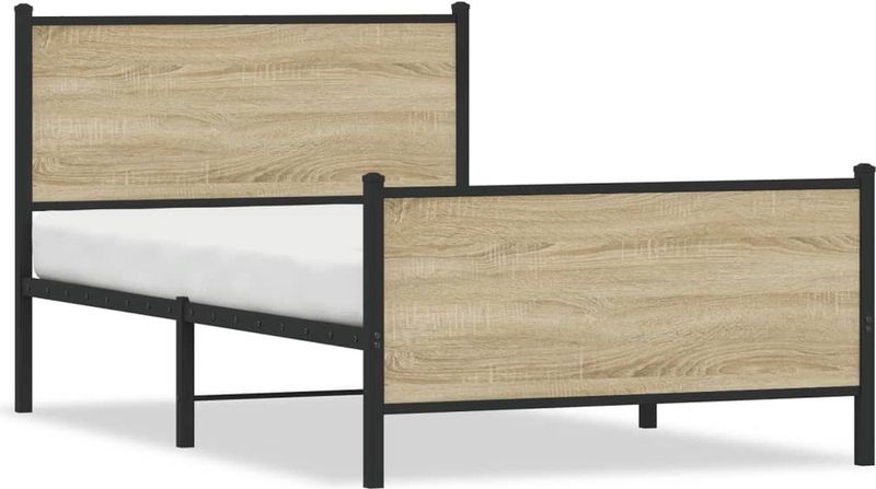 vidaXL - Bedframe - zonder - matras - metaal - sonoma - eikenkleurigx190 - cm