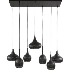 Hanglamp Artic zwart 4+3 Zip | 135x50x150 cm | 7 lichts | in hoogte verstelbaar | eettafel / woonkamer | modern design | metaal