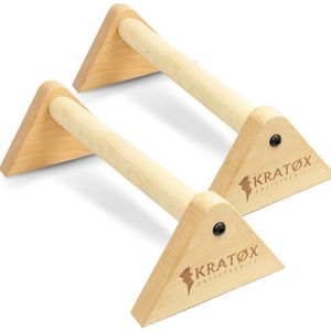 KRATØX Parallettes 50cm Push up Bars - Calisthenics - Push up grips - parallettes hout - Opdruksteunen - Opdruk steunen - Opdrukken - Dip bars - Fitness - Crossfit