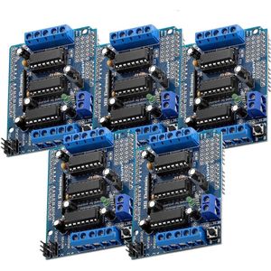 AZDelivery 5 x L293D Motor Driver Shield, 4 Kanaals Motor Driver Shield, Stepper Motor Driver, Stepper Expansion Board compatibel met Arduino inclusief en E-Book!