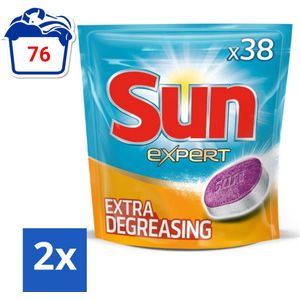 Sun Expert - Vaatwastabletten - Extra Ontvettend - 38 Tabletten - Voordeelverpakking - 2 stuks