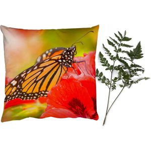 Sierkussens - Kussentjes Woonkamer - 40x40 cm - Bloemen - Vlinders - Monarch